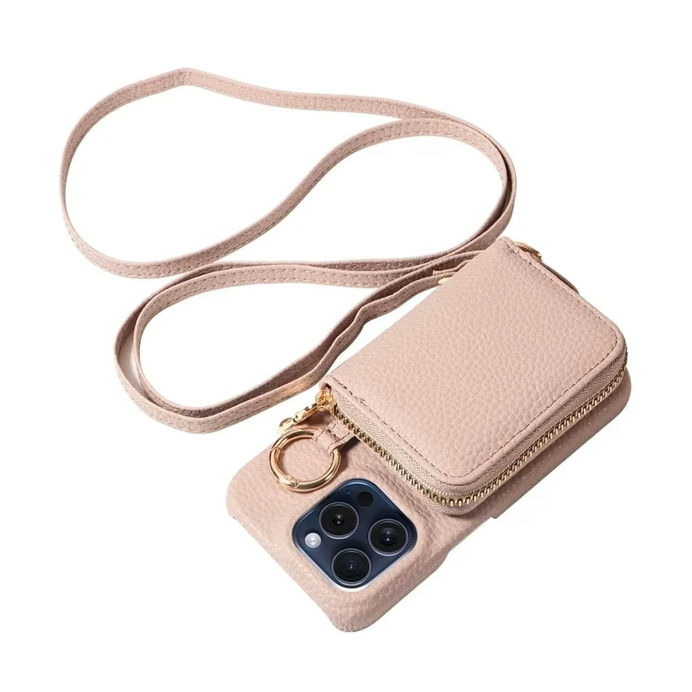 Crossbody iPhone Case Wallet Card Holder‎ Zipper Purse iPhone 14/15/16